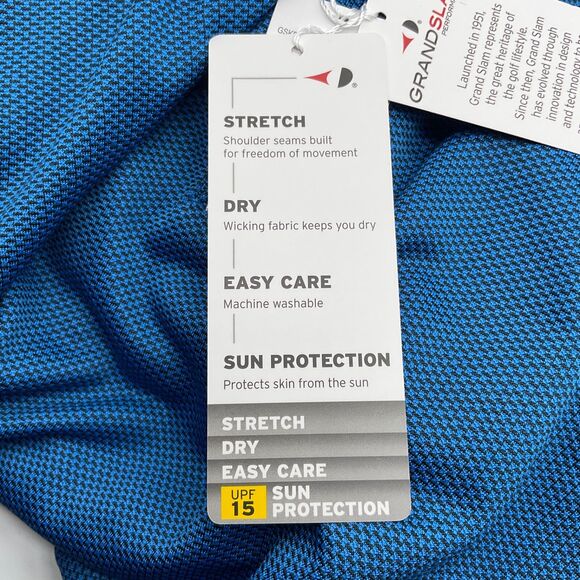 Grand Slam Performance Men's Long Sleeve Jacquard Golf Polo Shirt Med Imperial B - Picture 7 of 12